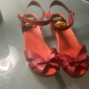 Swedish Hasbeen Red Bow Sandals size 9